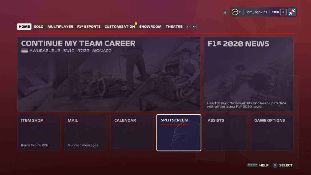 f1 2020, splitscreen multiplayer