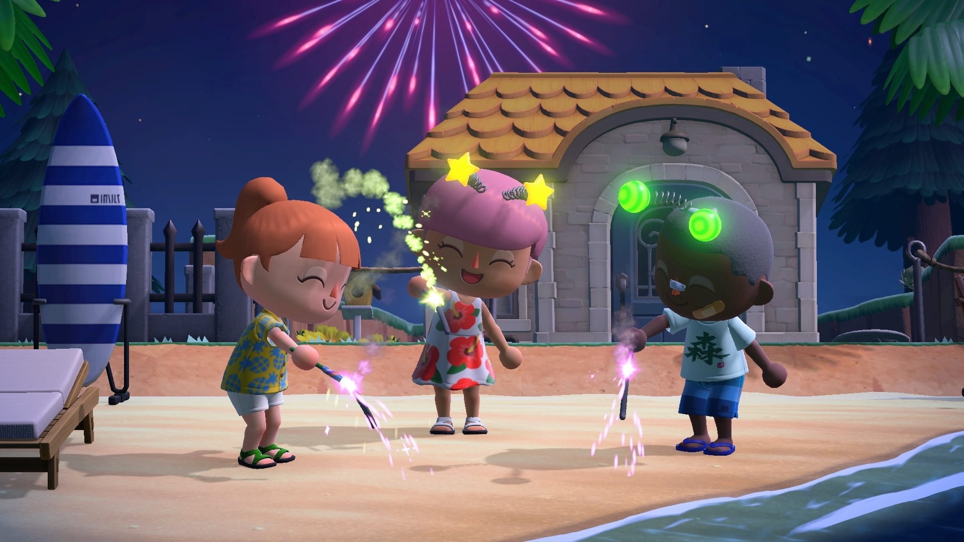 animal crossing new horizons, fireworks