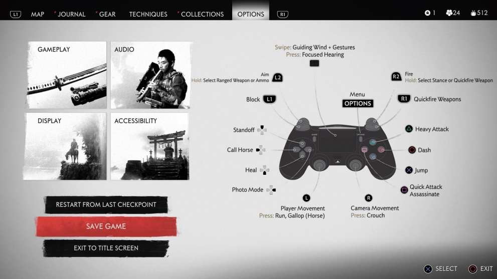 ghost of tsushima controls