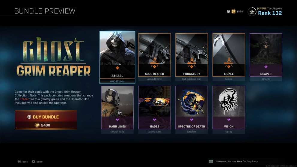 modern warfare, warzone, ghost grim reaper skin