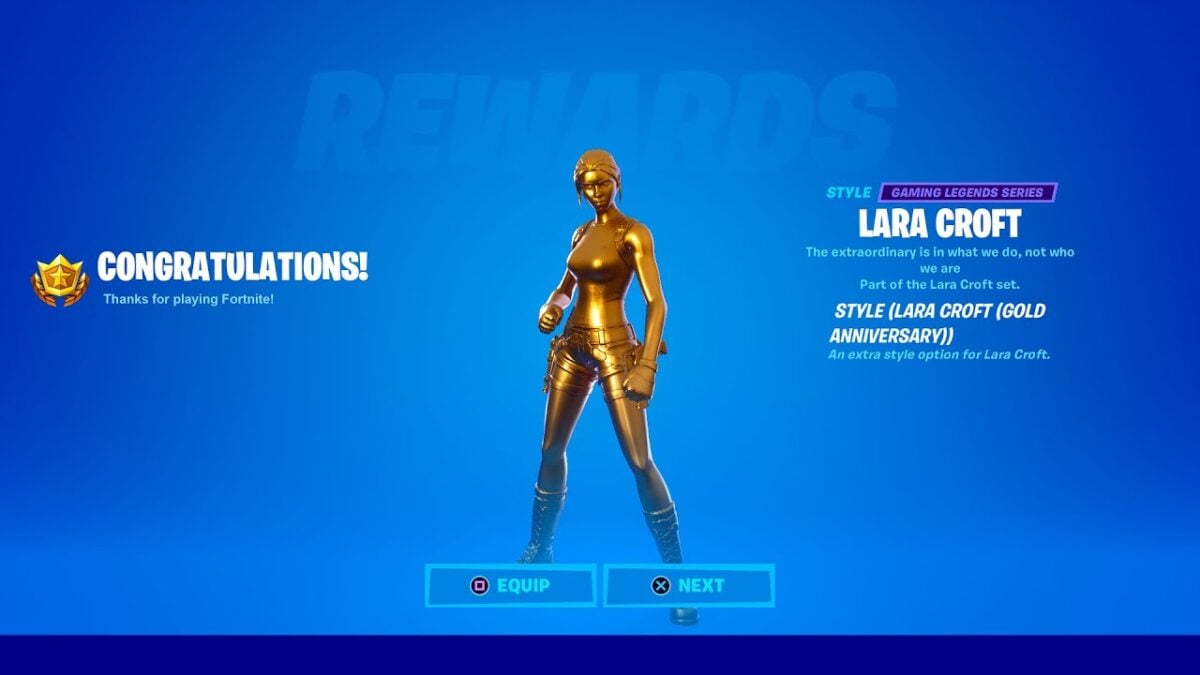 fortnite gold lara croft