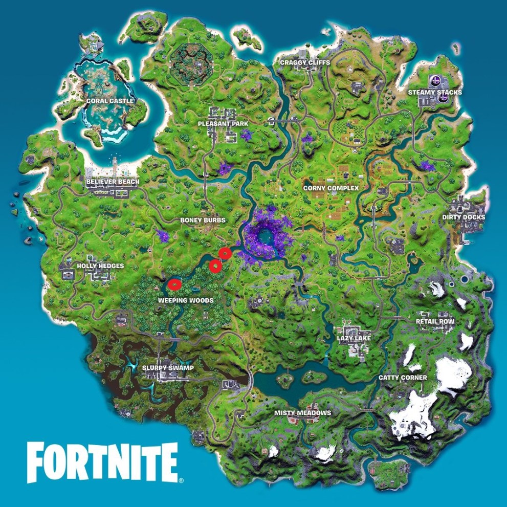 fortnite dead drop in weeping woods locations