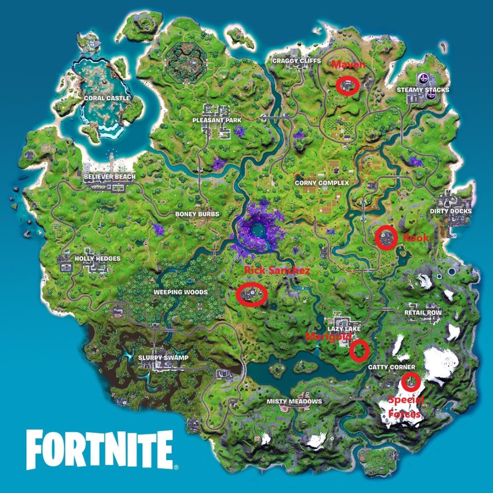 fortnite rick sanchez rook marigold special forces maven locations