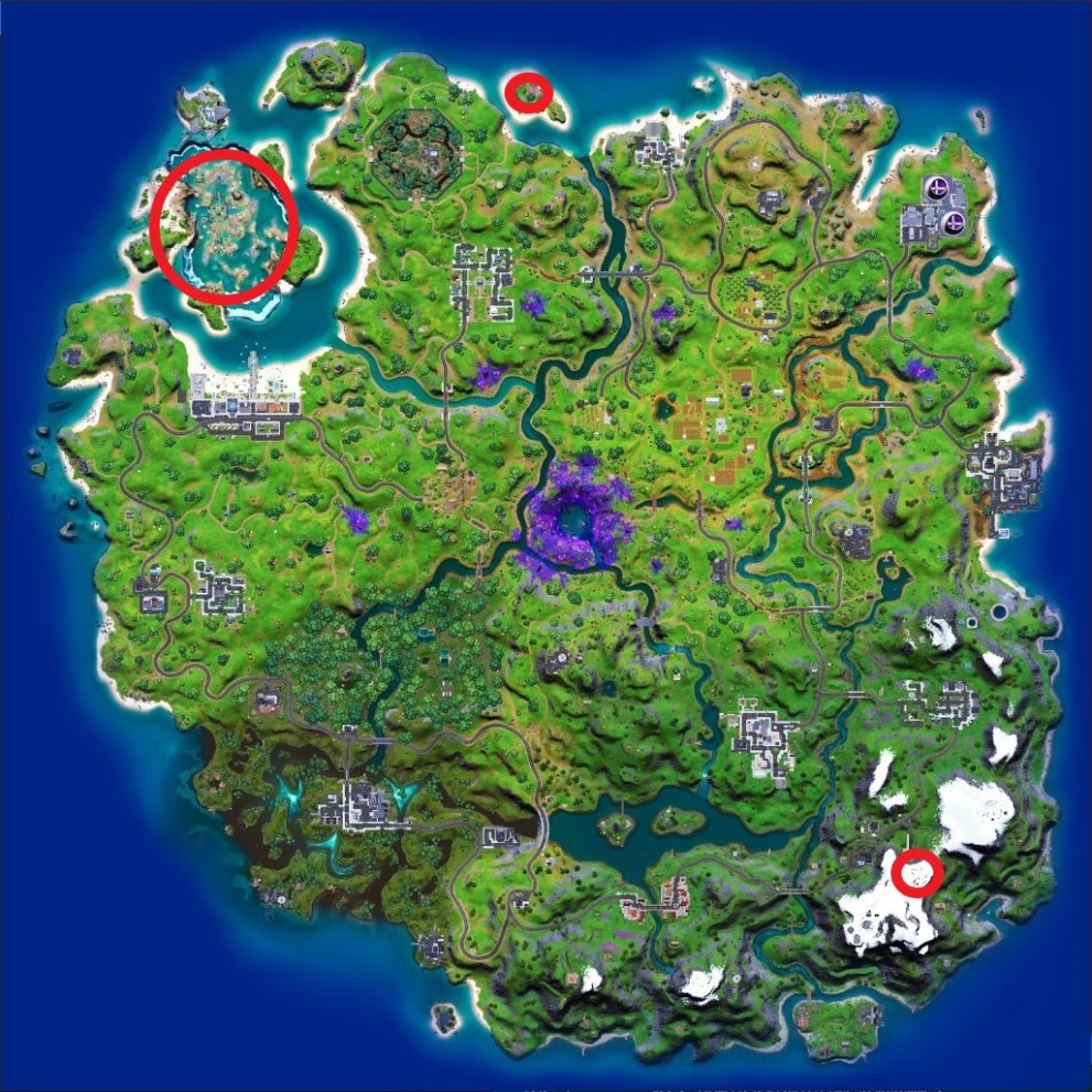 Fortnite Coral Cove, Base Camp Golf & Unremarkable Shack Locations Map