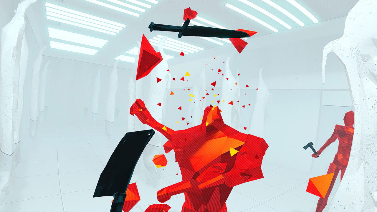 Red enemy gets decapitated in the game Superhot VR