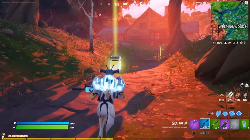 fortnite bottles of recruit green on weeping woods bridge