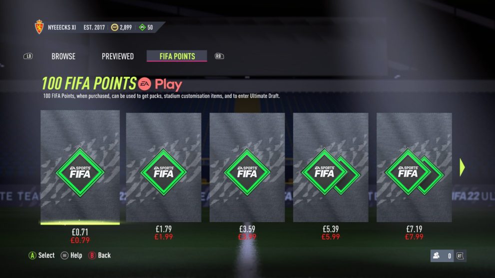 fifa 22 fifa points prices