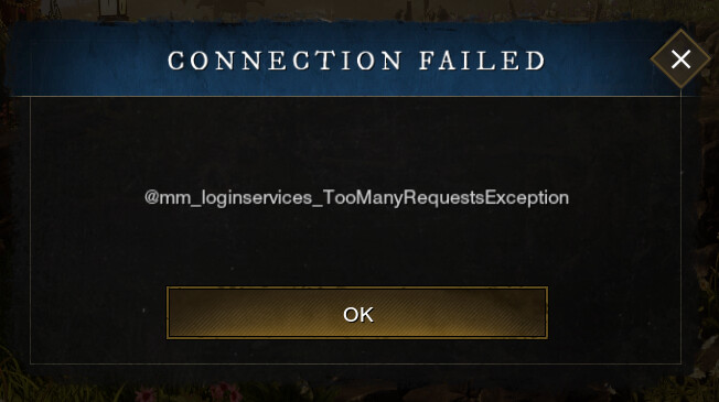 New World Too Many Requests Exception error