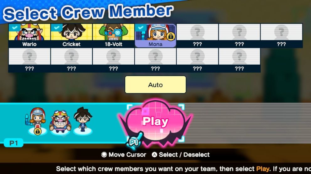 warioware character selection