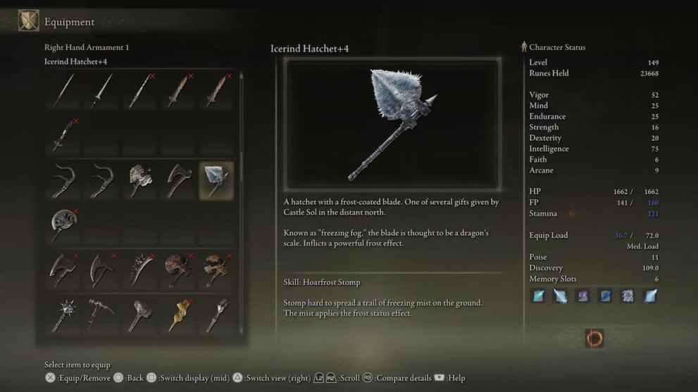 icerind hatchet description in elden ring