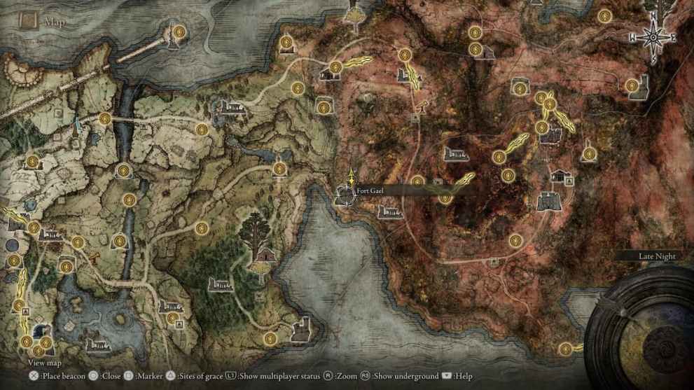 fort gael location on the map in elden ring