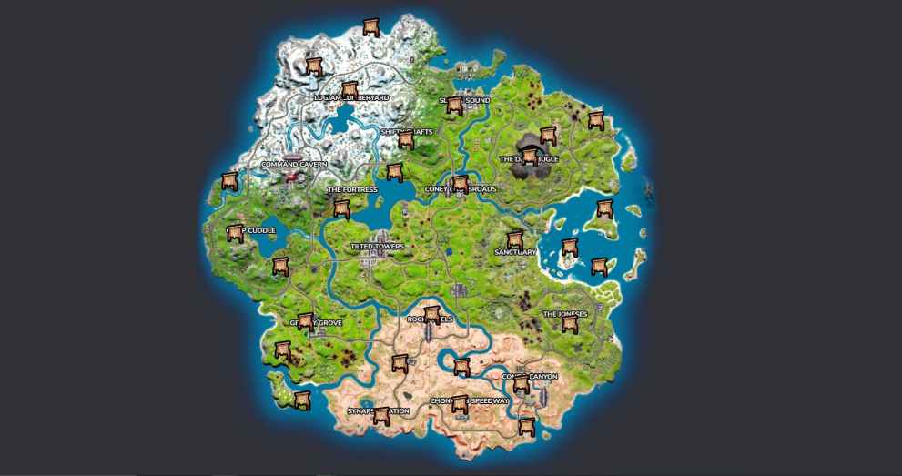 fortnite bounty board locations map