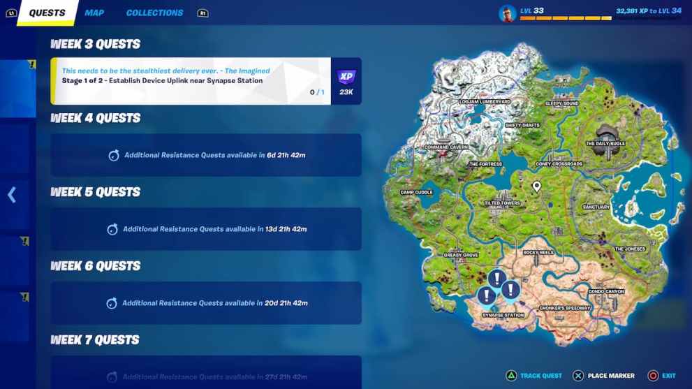 Fortnite Chapter 3 Season Quest 4 Establish Device Uplink