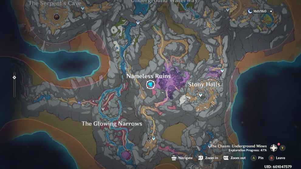 Genshin Impact Orb of Blue Depths Nameless Ruins Map (1)