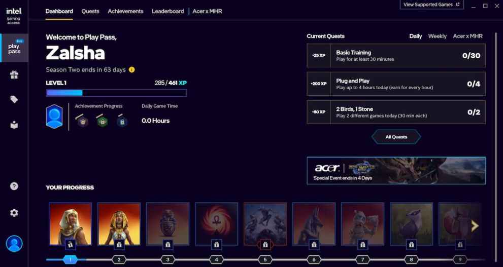 Intel Gaming Access App Play Pass Screen