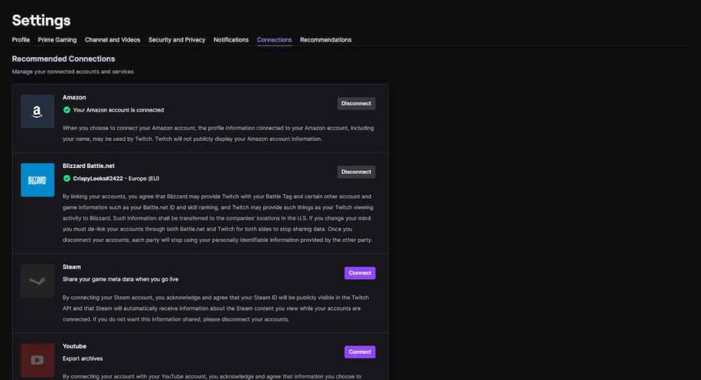 linking blizzard battle.net account on twitch