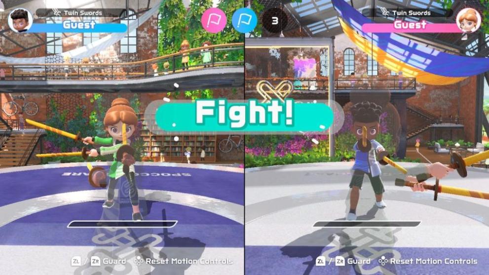 nintendo switch sports chambara fight screen