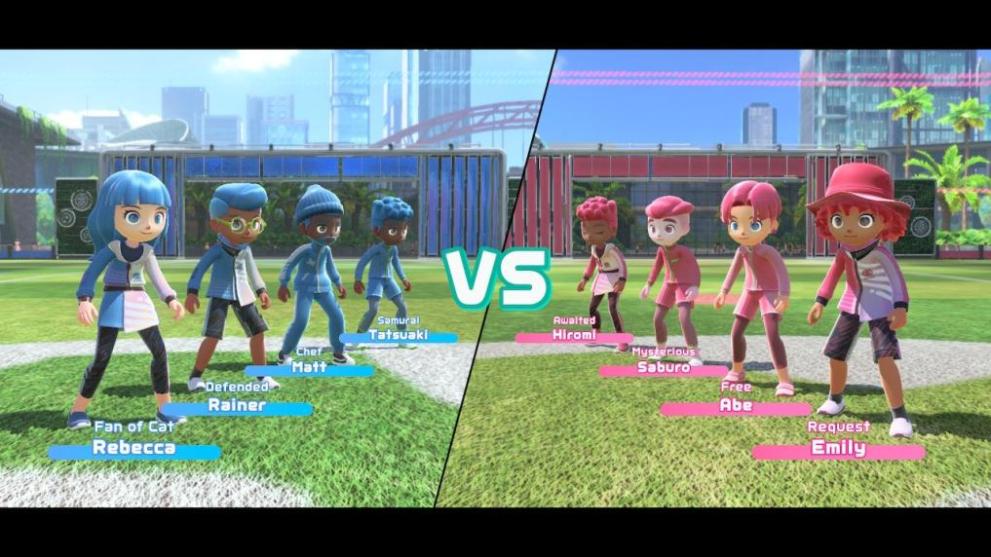 nintendo switch sports soccer four versus four vs screen