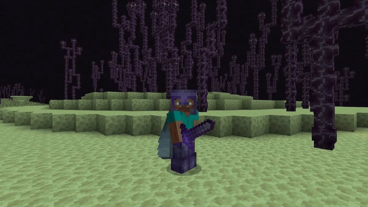 Steve wearing Elytra in Minecraft