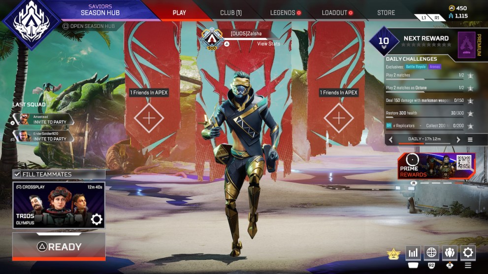 Prime Rewards Tab in Apex Legends Lobby