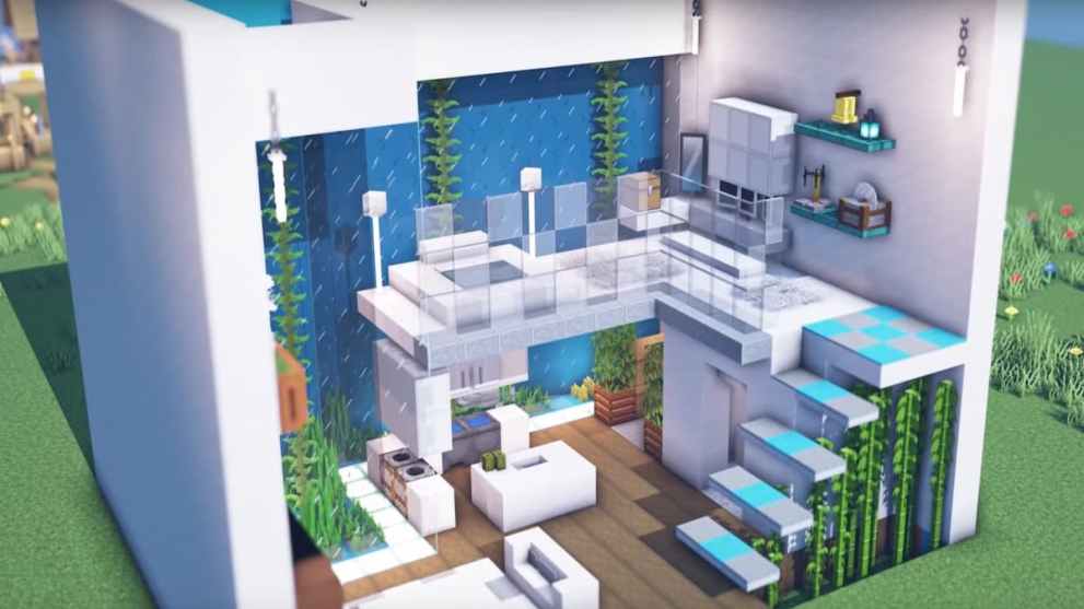 Duplex house with a huge aquarium