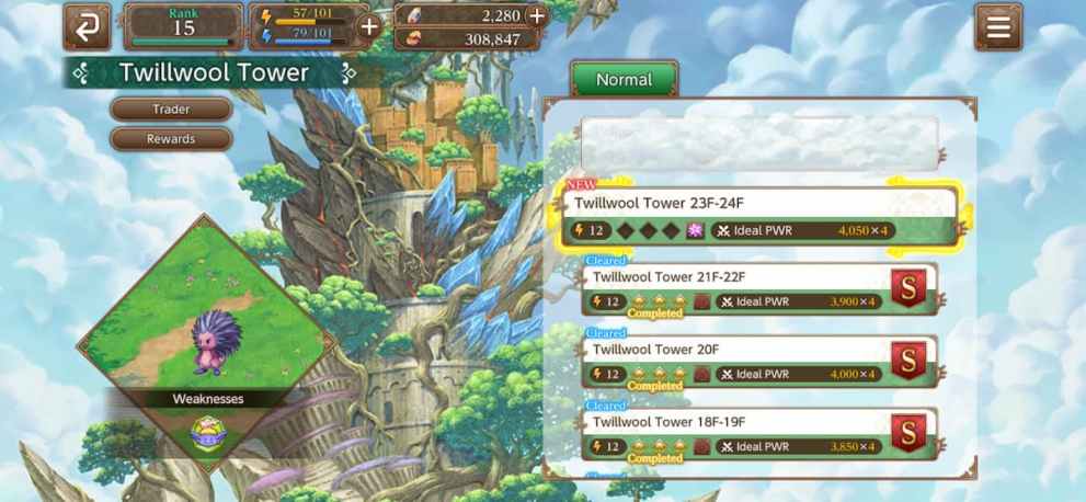 twillwool tower quests in echoes of mana