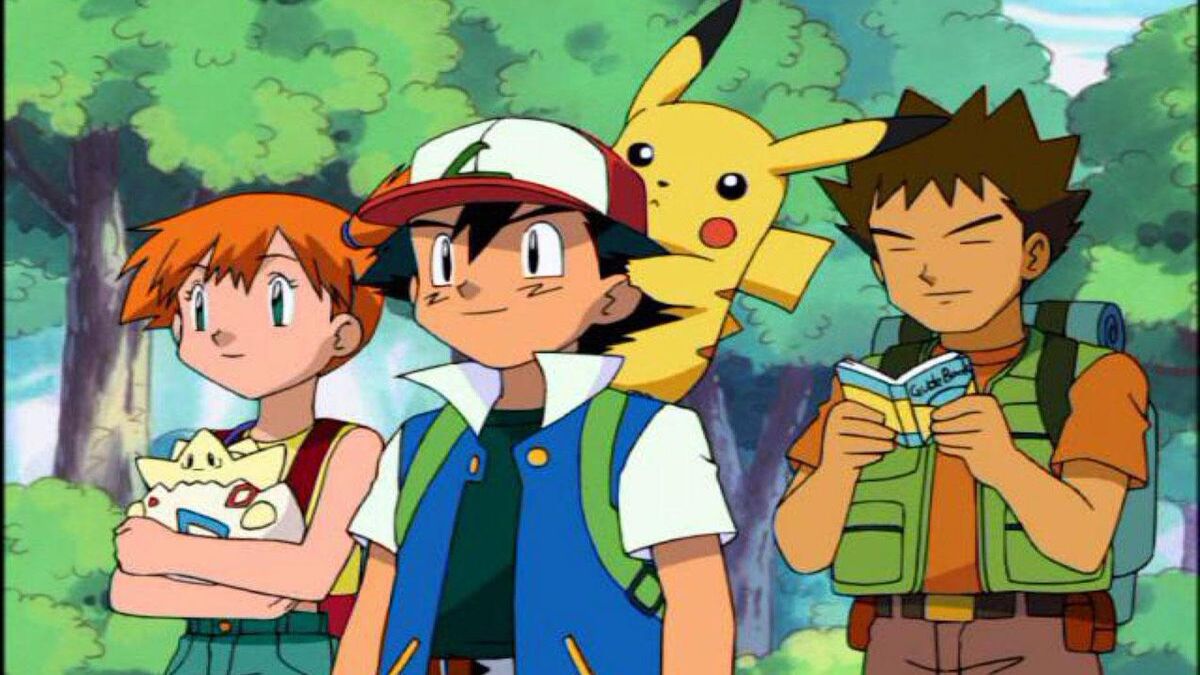 brock, ash, misty, Pikachu