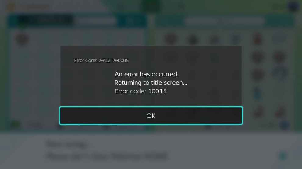 Pokemon Home Error Code 10015