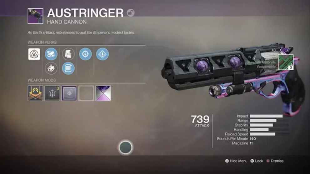 austringer hand cannon in destiny 2