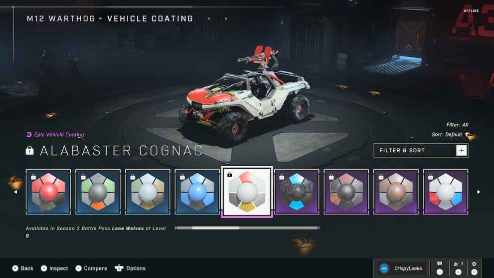 alabaster cognac vehicle coating on a warthog in halo infinite