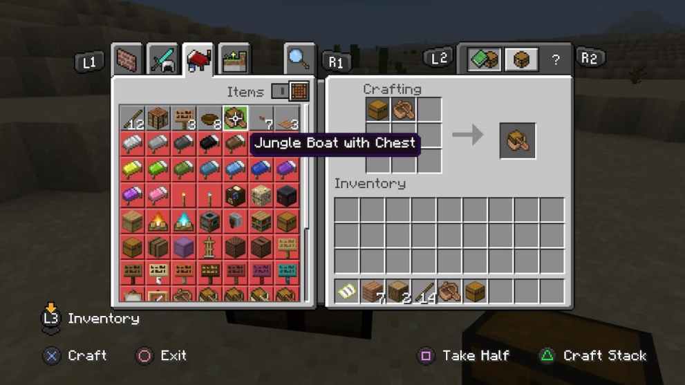 Crafting Table menu