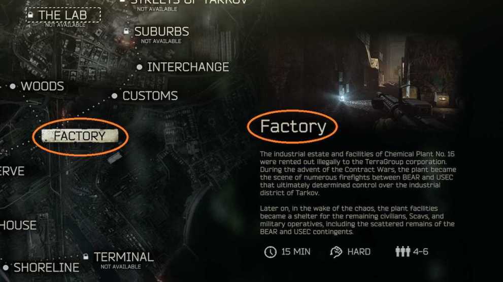 factory map in escape from tarkov