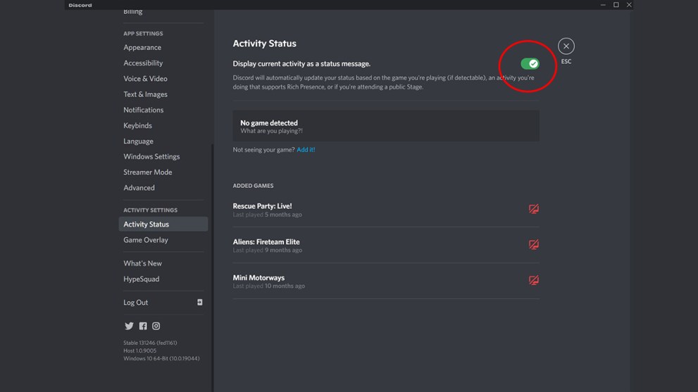 Discord Activity Status