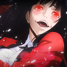 Kakegurui laughing with red eyes