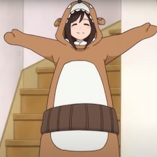 Maumaru wearing a dog onesie