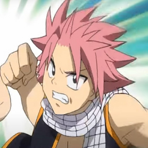 Natsu throwing a punch