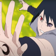 Sasuke using a jitsu out of hand