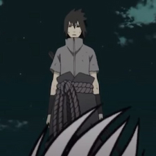 Sasuke on top of one of his drawing jitsus