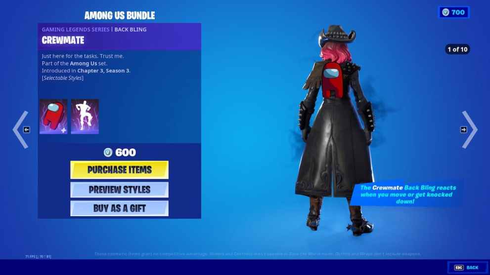 fortnite among us bundle in the item shop