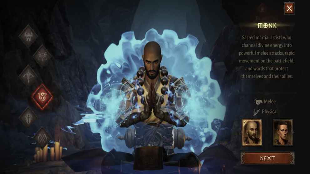 diablo immortal monk class screen