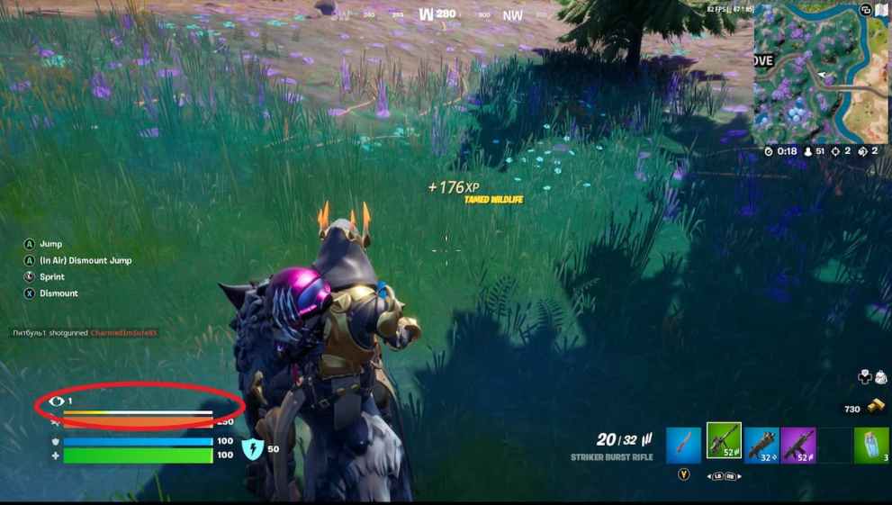 tamed animal stamina gauge in fortnite