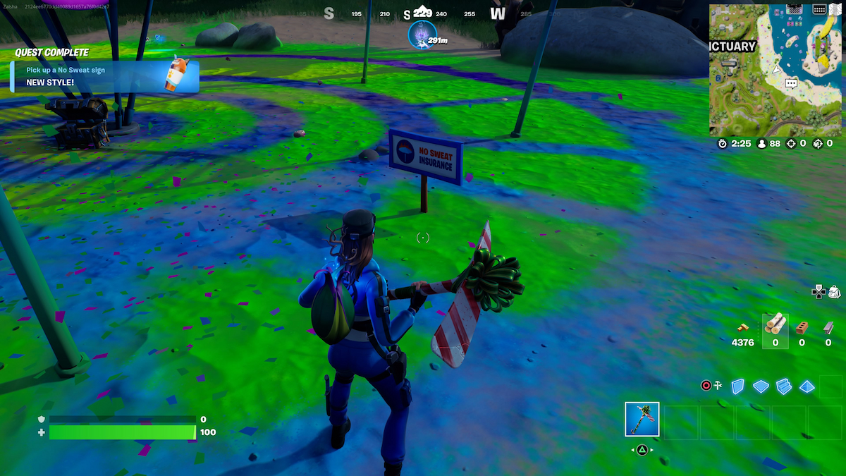 Fortnite: How to Carry No Sweat Sign & Place It at Sponsorship Location