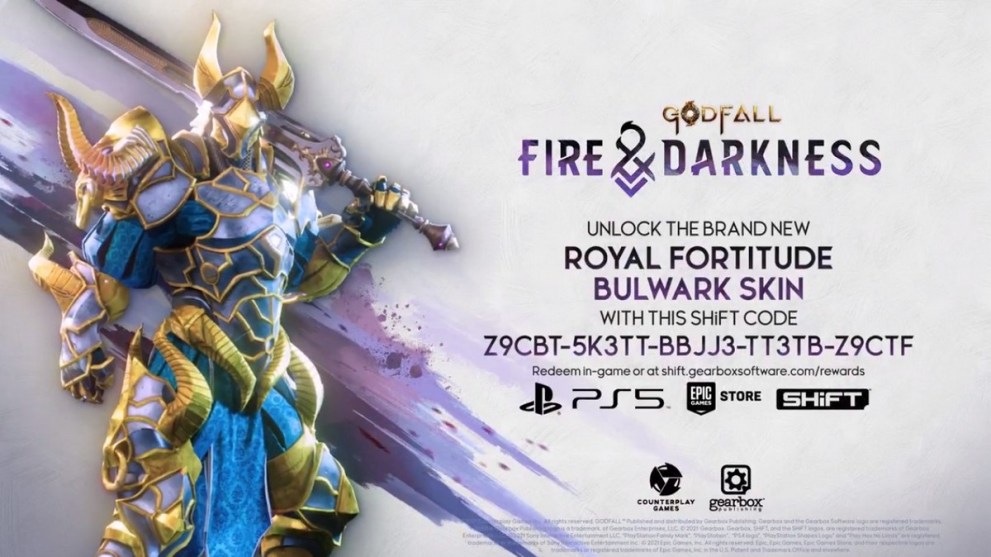 Godfall SHiFT code Royal Fortitude Bulwark Skin