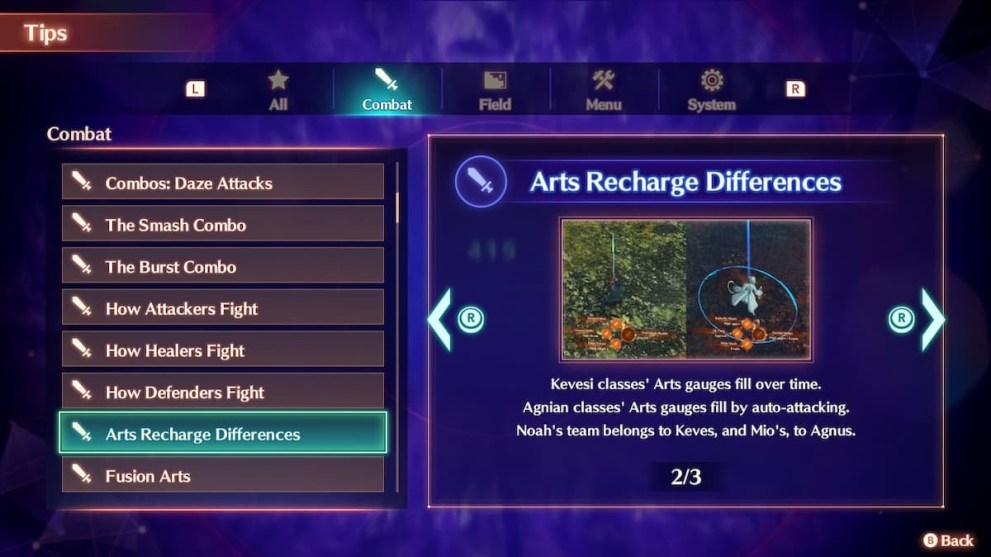 Recharging Arts in Xenoblade Chronicles 3