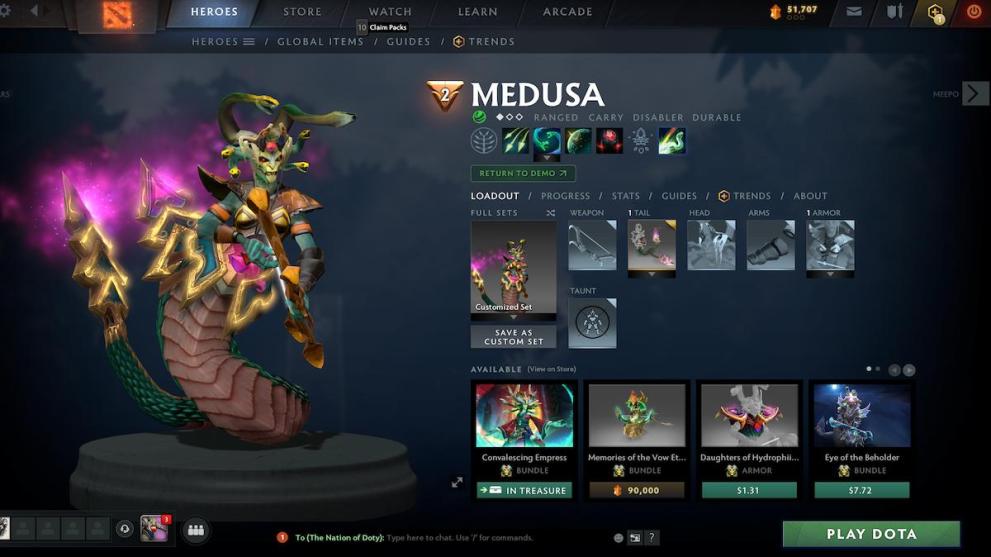 Medusa's built in battlefury and mana shield make her a strong hero. 