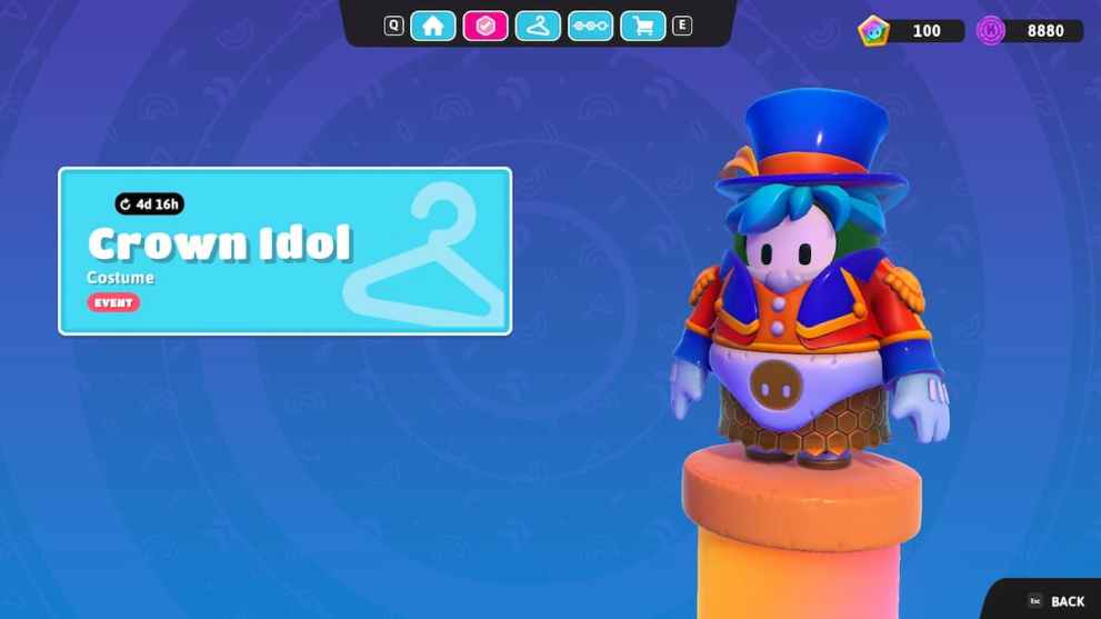 Crown idol costume reward in Fall Guys