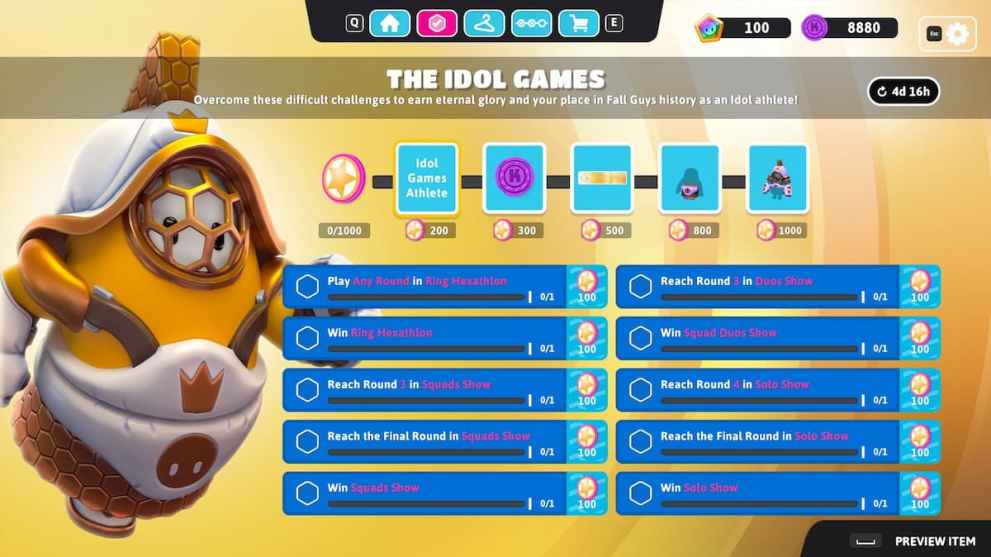 all Idol Games challenges in Fall Guys