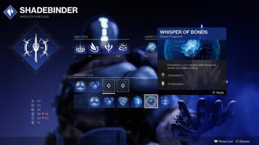 Destiny 2 Stasis Menu