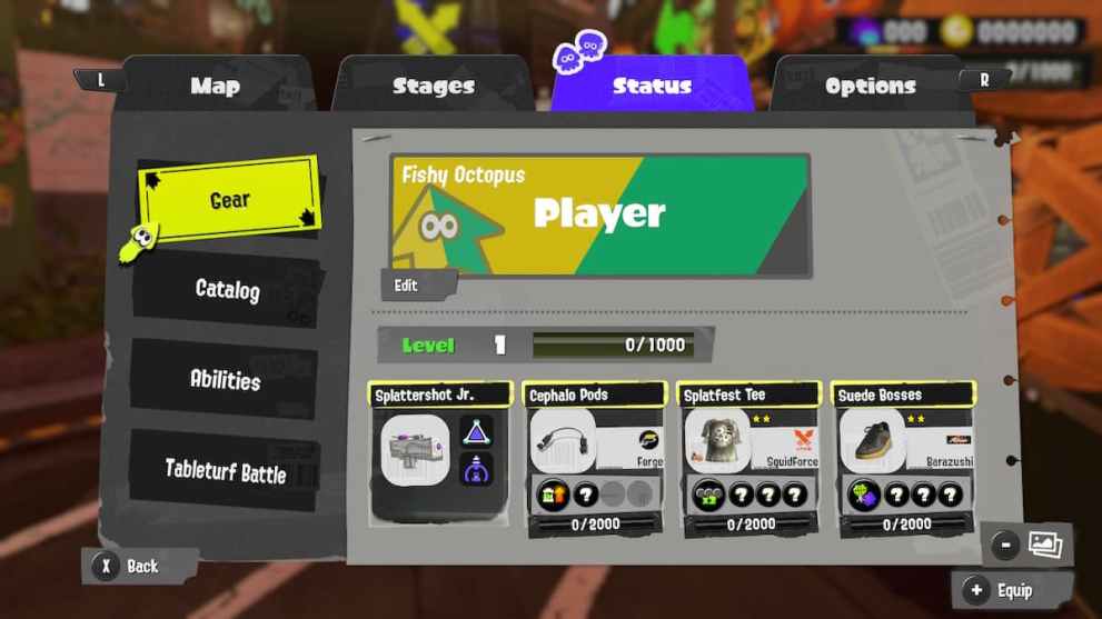 Splatoon 3 Status Menu