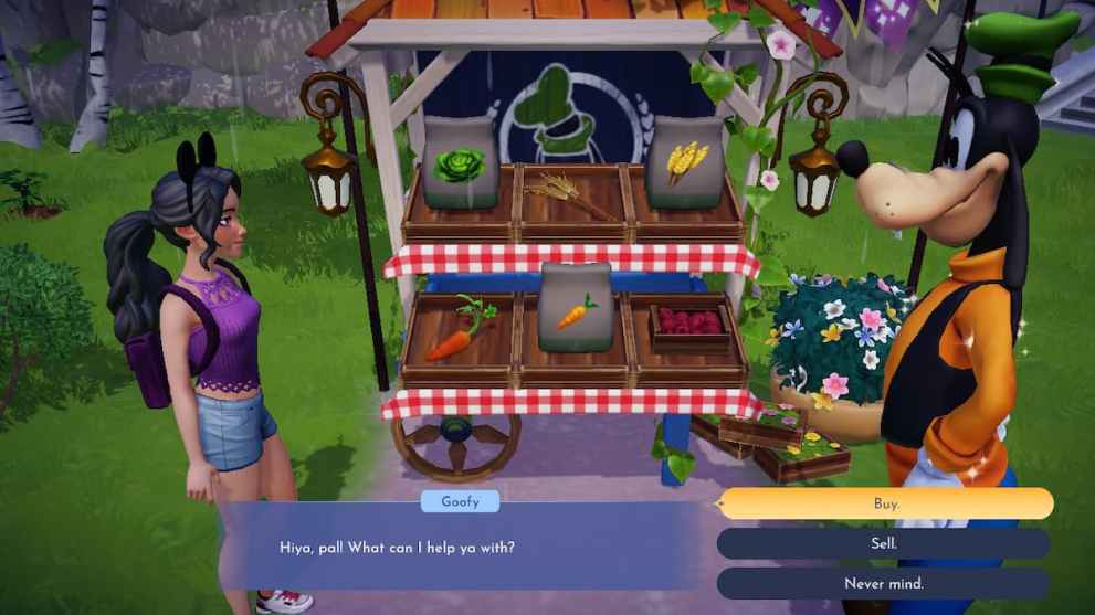 Using Goofy's Stall in Disney Dreamlight Valley